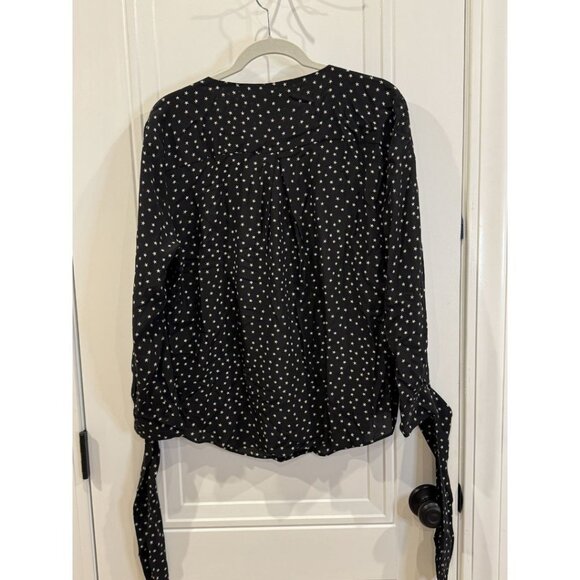 Madewell XL Black & White Star Blouse 100% Silk EUC - Picture 3 of 8